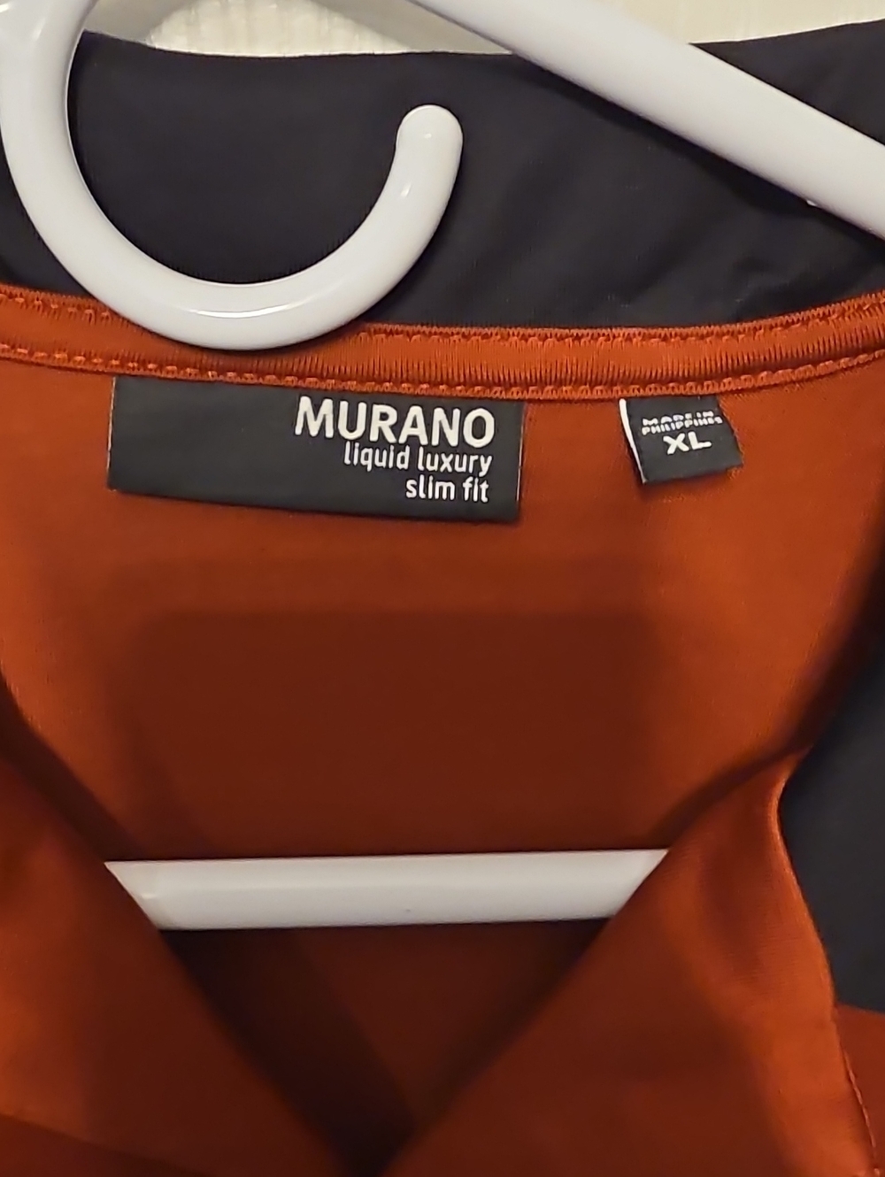 Murano Men's Rust Button-Down Shirt with Black Trim - Picture 3 of 4